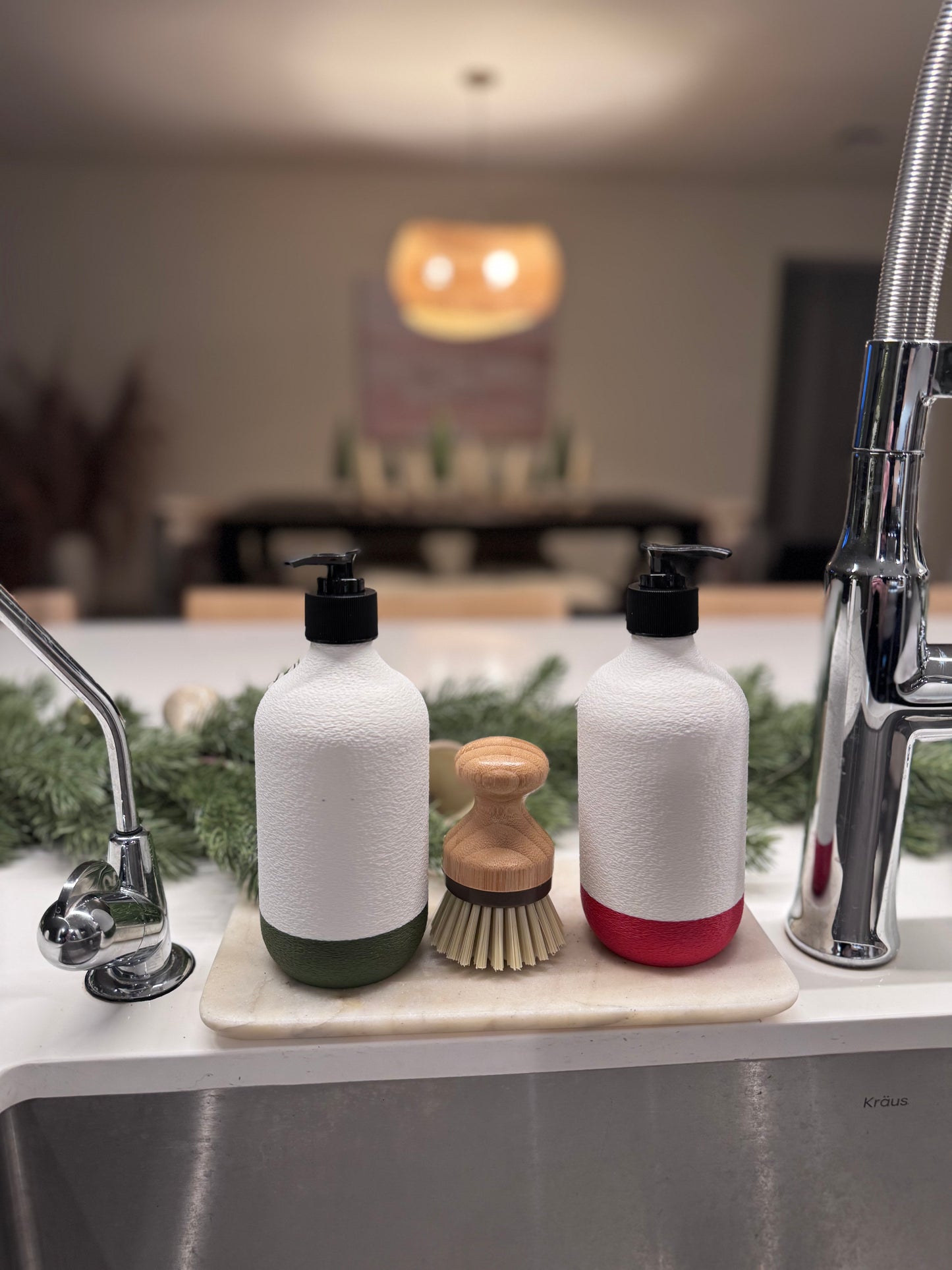 Two-tone Textured Soap Dispenser - Modern Refillable Bottle