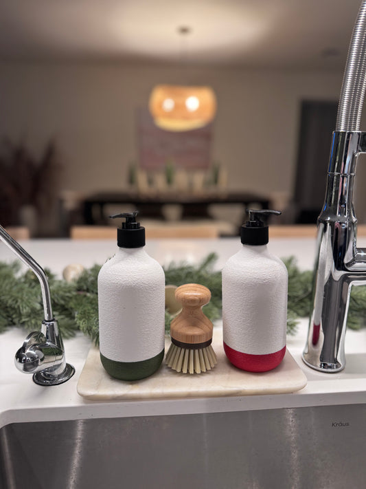 Two-tone Textured Soap Dispenser - Modern Refillable Bottle