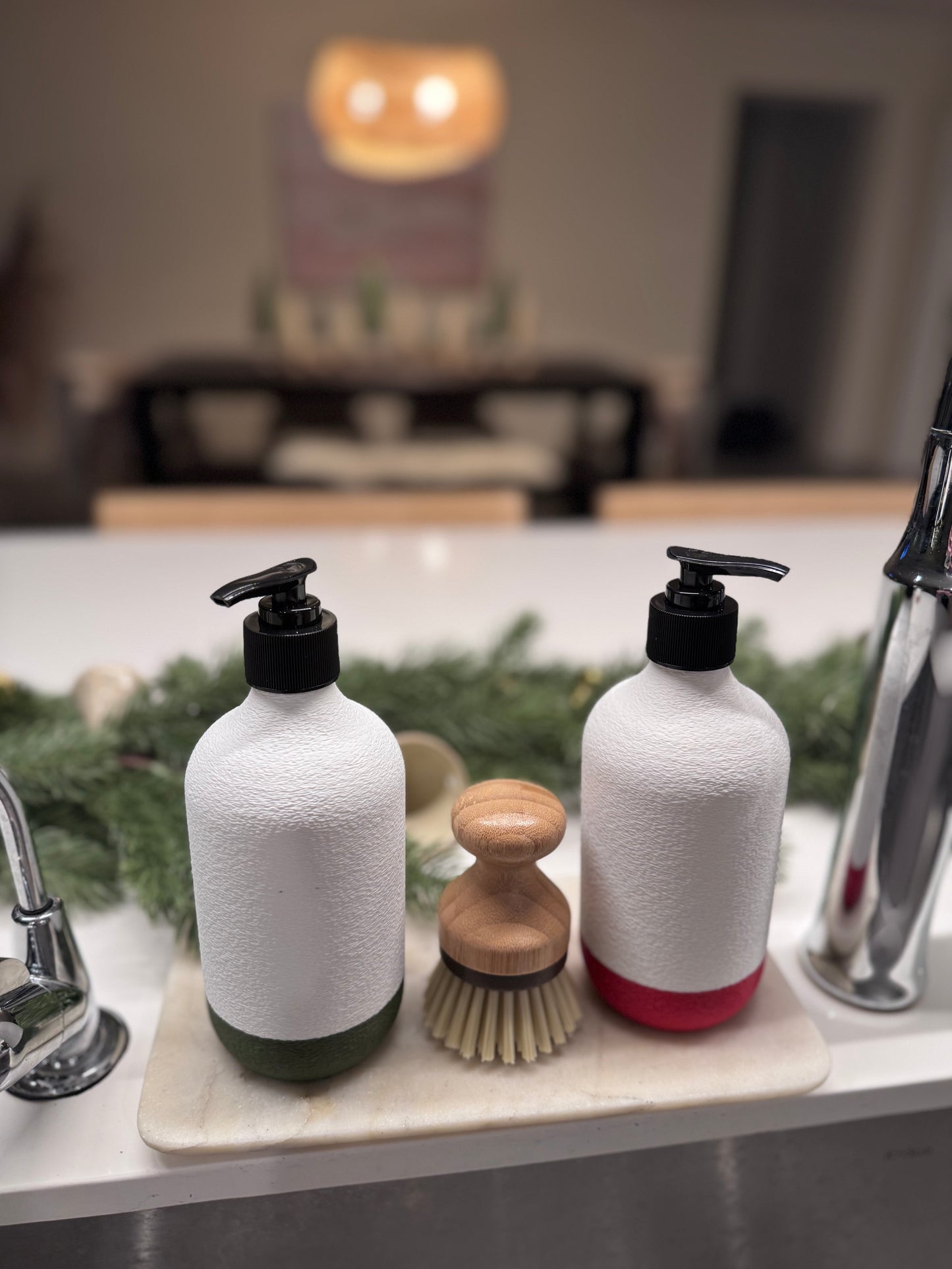 Two-tone Textured Soap Dispenser - Modern Refillable Bottle