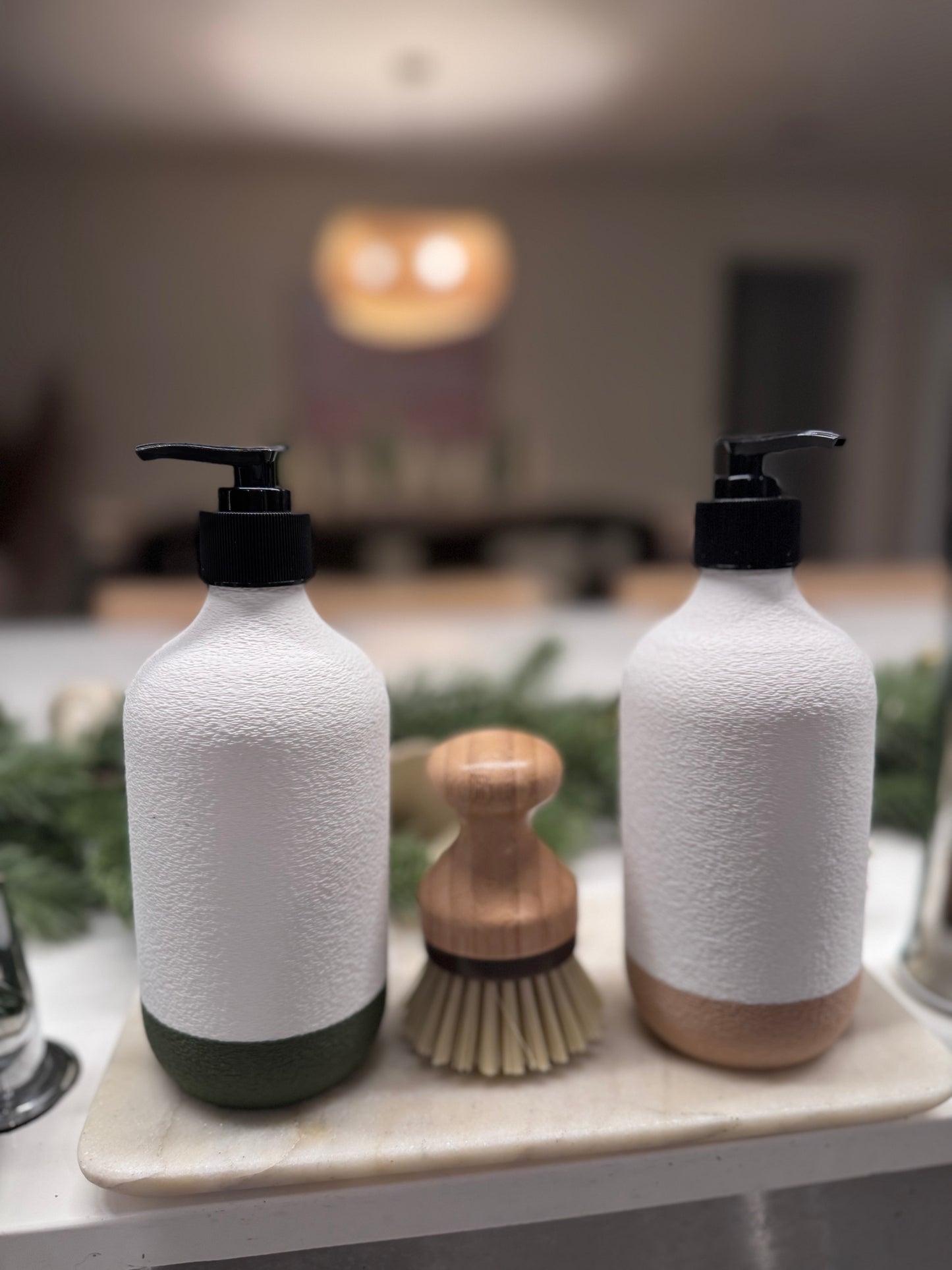 Two-tone Textured Soap Dispenser - Modern Refillable Bottle