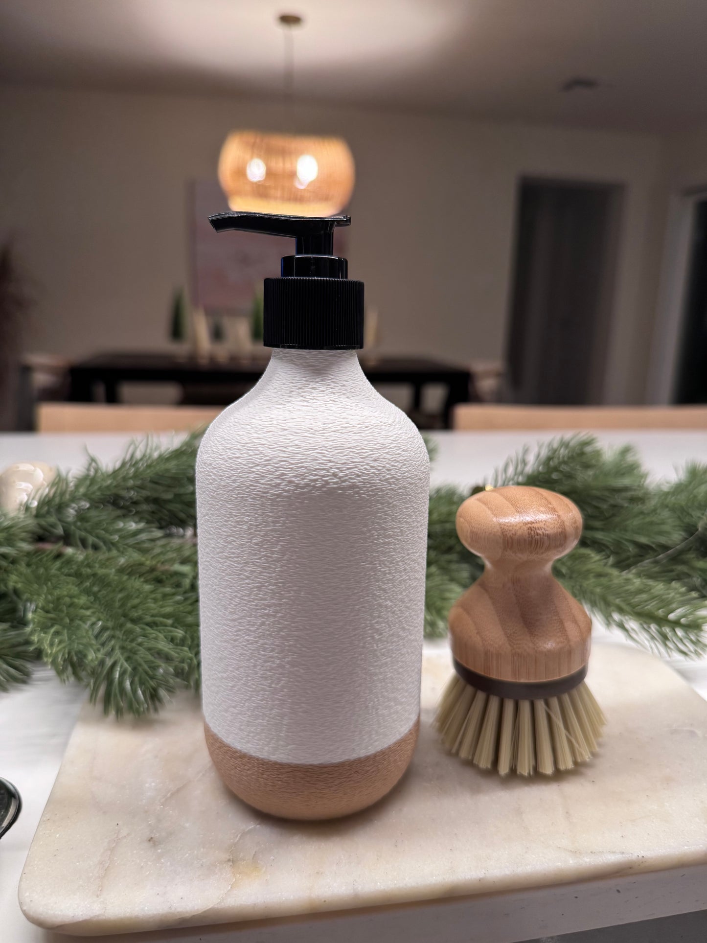Two-tone Textured Soap Dispenser - Modern Refillable Bottle