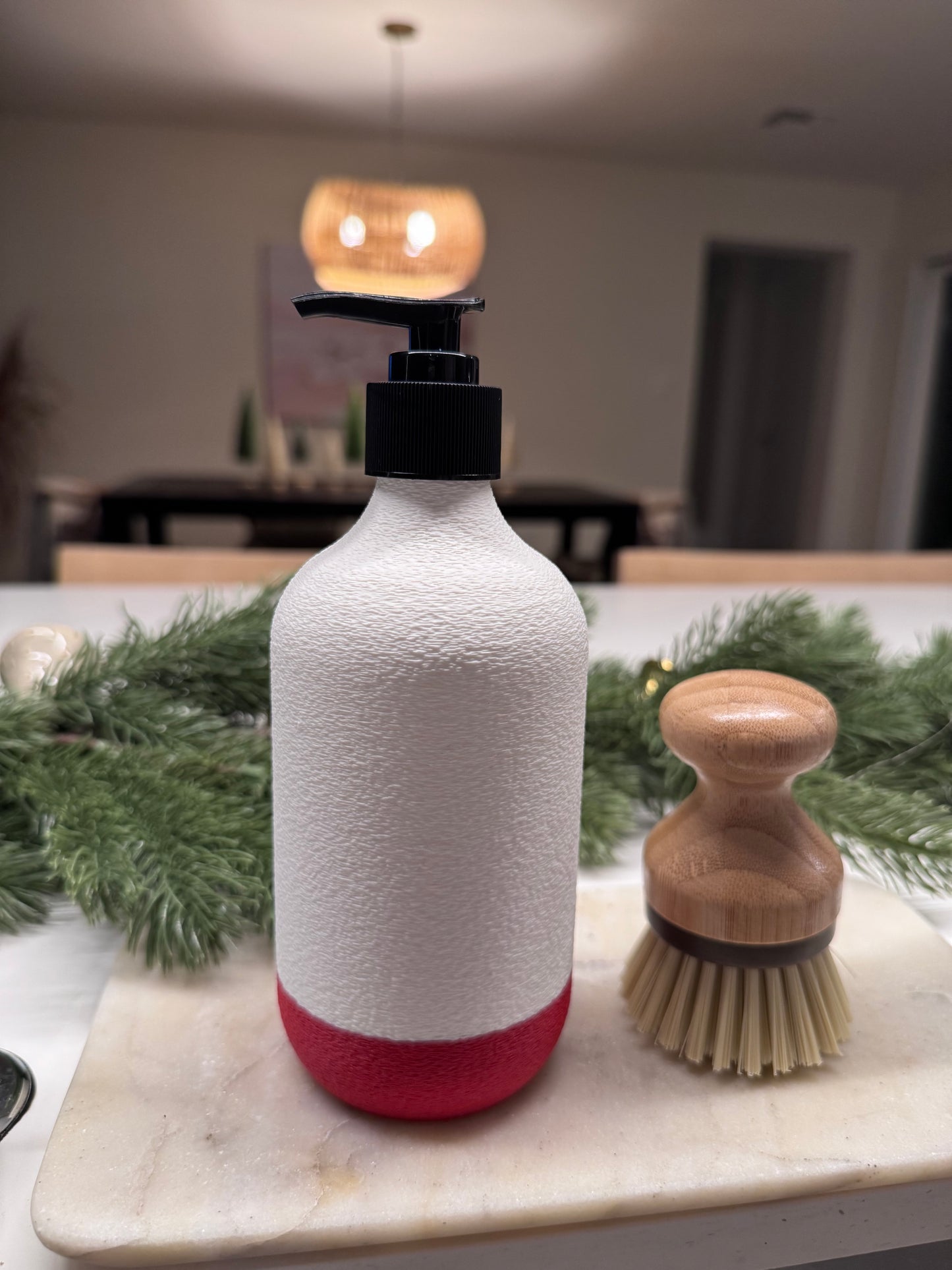 Two-tone Textured Soap Dispenser - Modern Refillable Bottle
