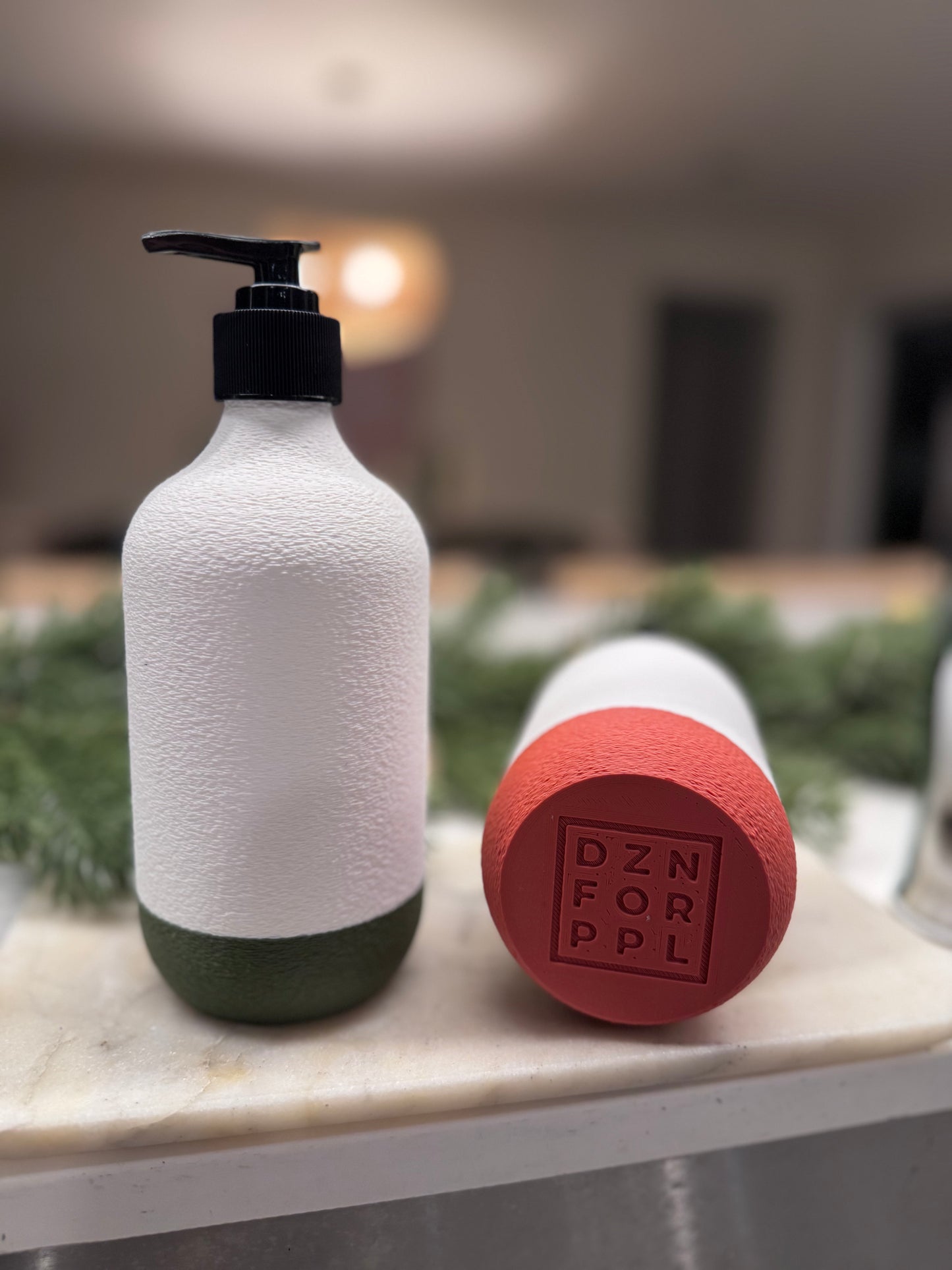 Two-tone Textured Soap Dispenser - Modern Refillable Bottle
