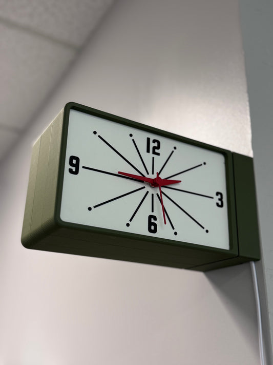 Meridian Wall Clock | Mid-Century Modern Wall Light | Plug-In Illuminated Clock | Retro Home Decor